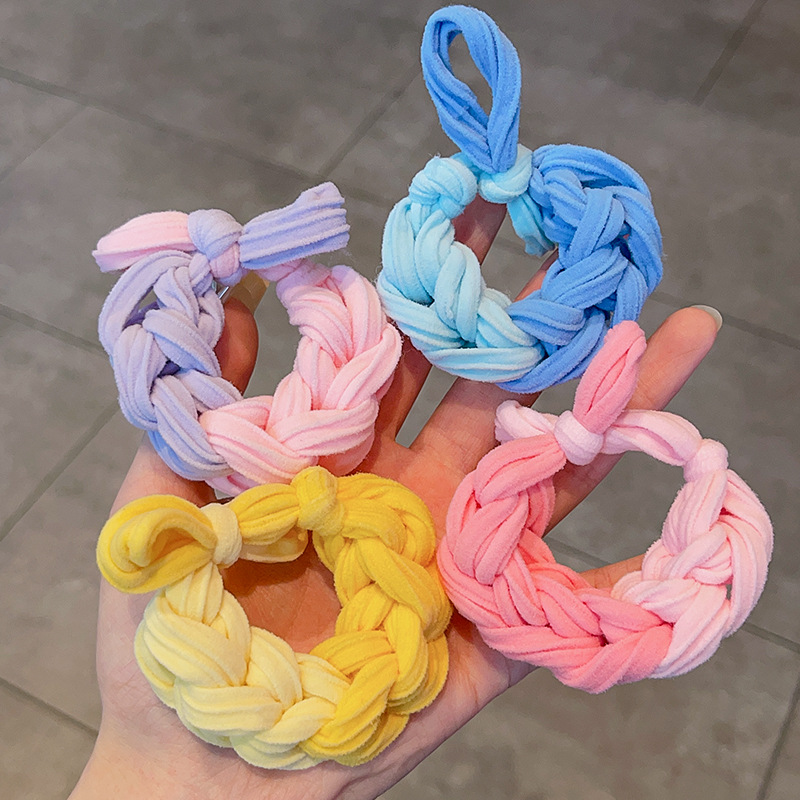 Niños gruesos trenzados lindos cabello de correa de dopamina de color cuerda de cabeza de bola de cola de caballo no lesionar joyas para el cabello