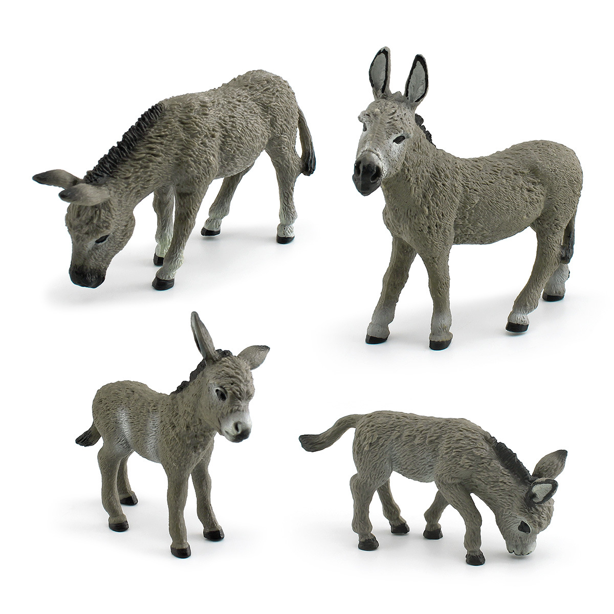Comercio exterior simulación animal burro modelo decoración gris burro sólido estático juguete cognitivo para niños hecho a mano