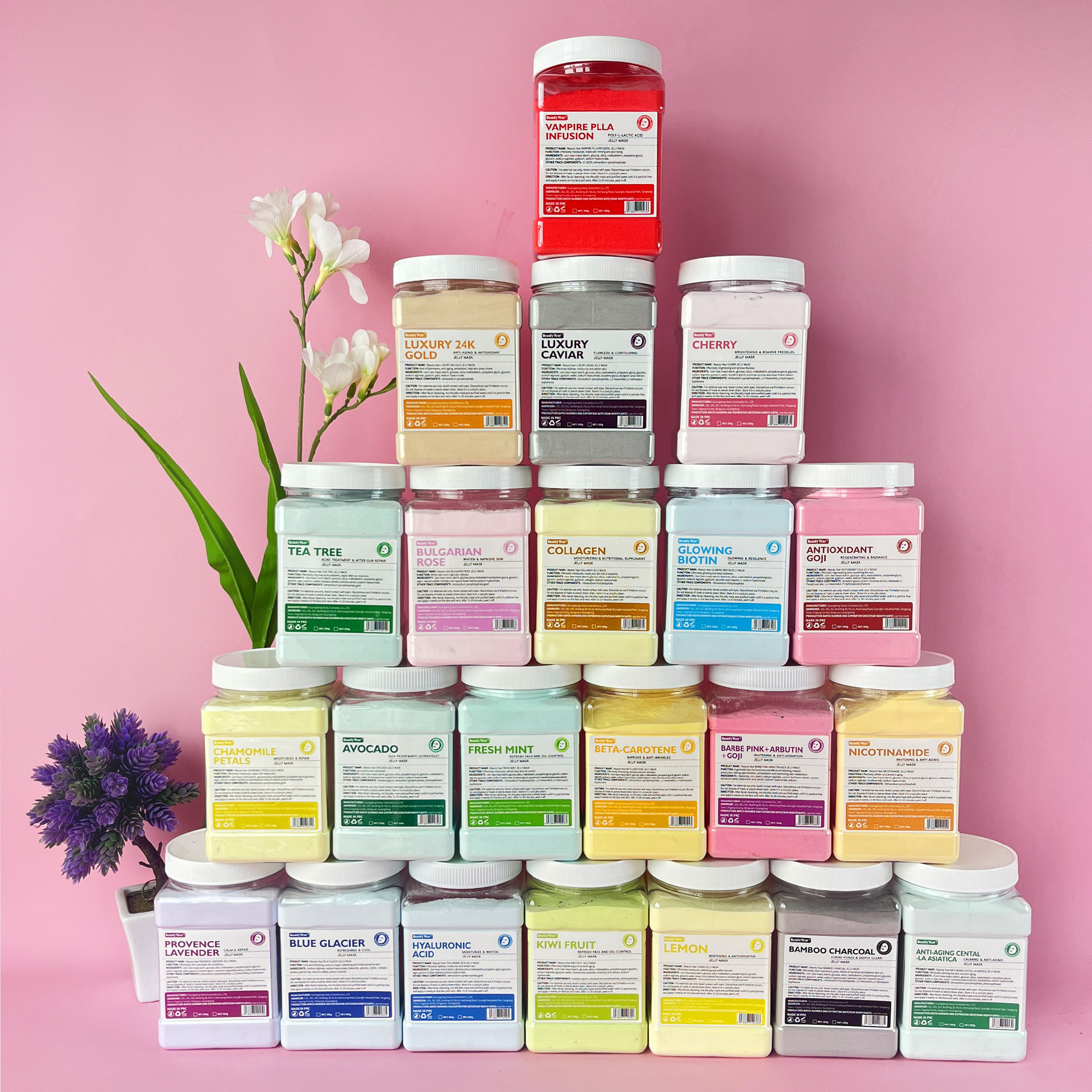Cross-Border Exclusive Supply of Crystal Jelly Facial Mask Powder Rose Chamomile Mint Beauty Salon Foreign Trade 650g Bottled Soft Mask Powder