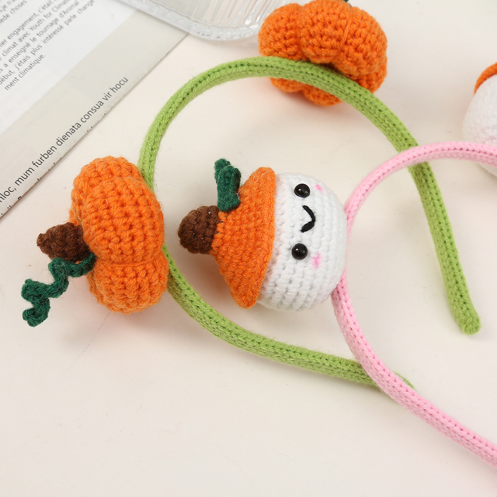 195g Weight Hair Band Hair Accessories Type 1 Piece Quantity Holiday, Festival Occasion yarn Material Halloween Festival Pumpkin, Snowman, Skull Pattern Women's Gender Cute Style Halloween Cute Women's Pumpkin Snowman Skull Yarn Hair Band 1