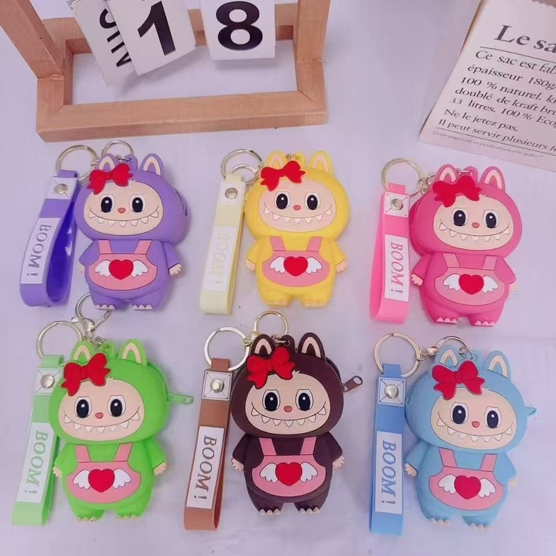 人気のラブブ子供用小銭入れかわいいヘッドフォン収納袋シリコーン漫画キーホルダーペンダント卸売|undefined