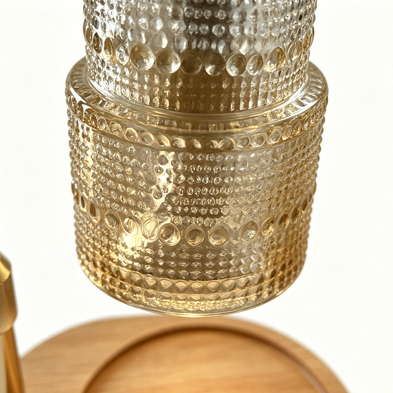 Lámpara de Mesa de Aromaterapia Estilo Retro de Vidrio y Madera para Dormitorio