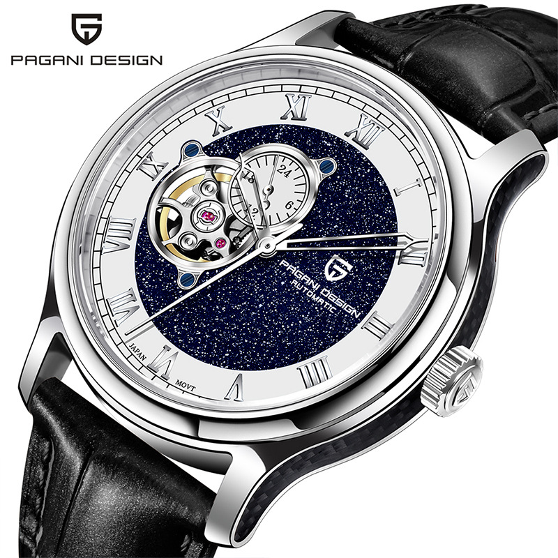 PAGANI DESIGN Reloj para hombre Reloj mecánico automático Reloj hueco de moda impermeable de acero inoxidable PDYS015