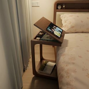 Removable Side Table Small Table Solid Wood Sofa Side Cabinet with Wheels Small Coffee Table Bedroom Bedside Simple Bedside Table