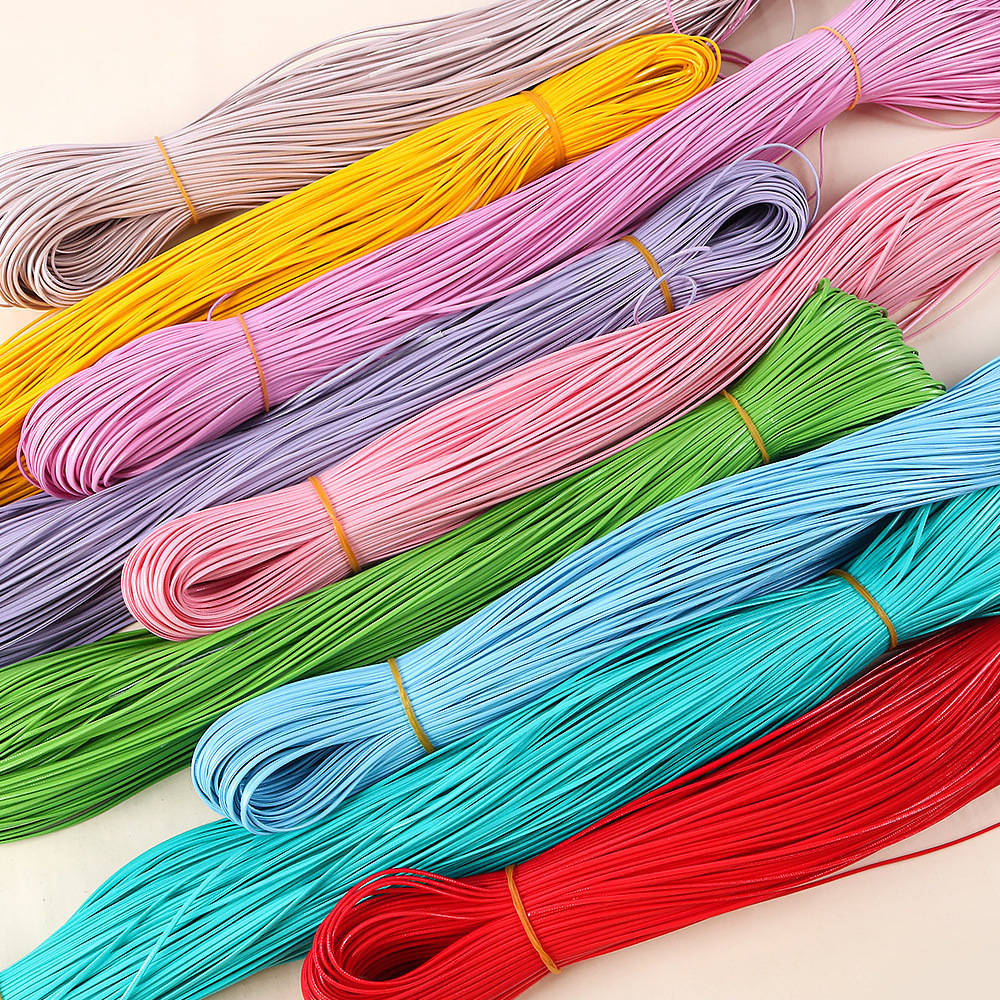 Multicolor 2mm Leather Core-Wrapped Flat Braided Leather Cord Pu 