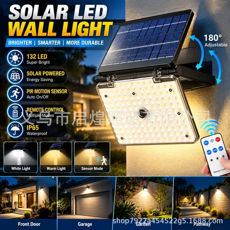 Đèn năng lượng mặt trời ngoài trời, đèn sân vườn/đèn pha/đèn tường 2 trong 1, cảm biến người tự sáng, chống nước
