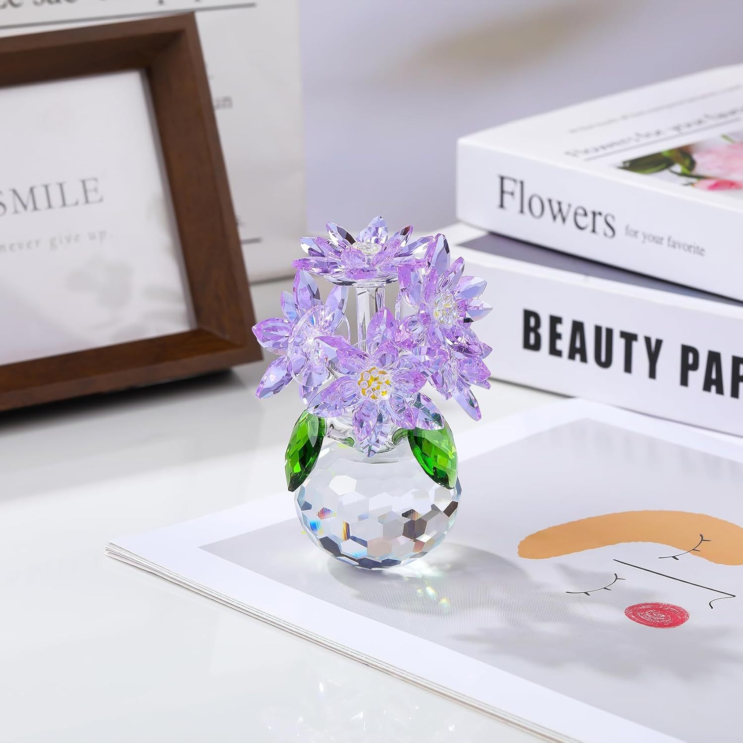 軽奢風クリスタルデイジー置物 ホームデコレーション ビジネスギフト 輸出専用直送