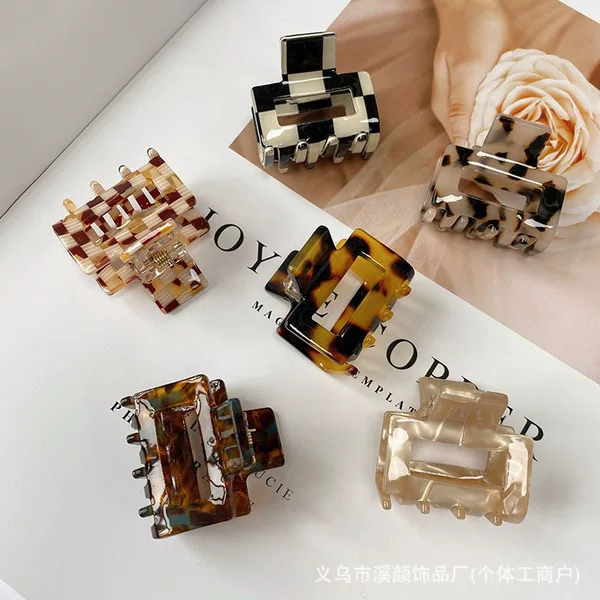 Acetic Acid Grab Clip Square Head Small Hair Clip Shark Clip Women's South Korea Japanese Style Elegant Elegant Half Head Hair Grab Clip