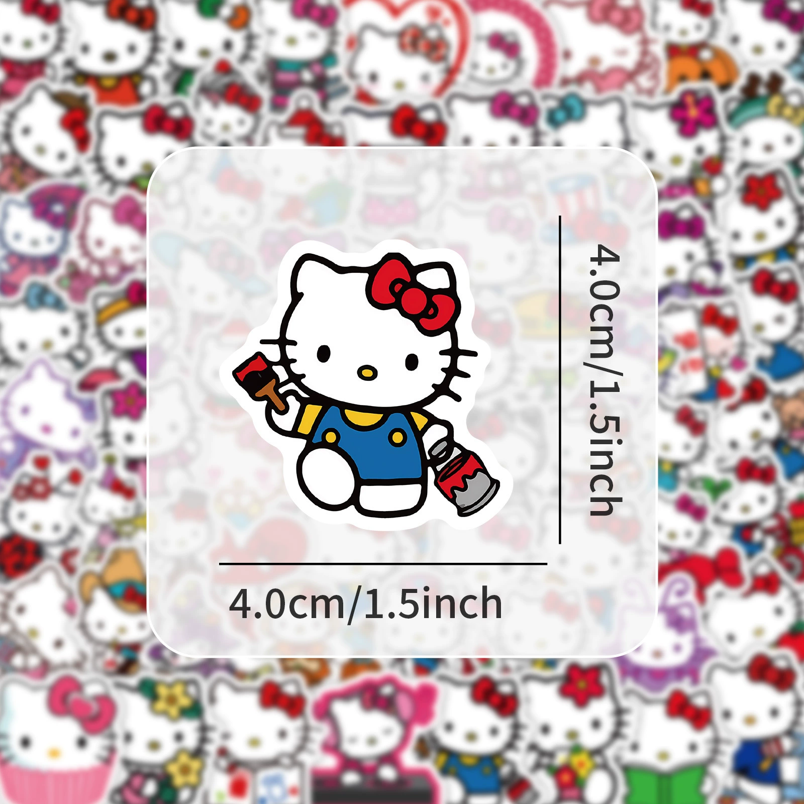 Набор стикеров Hello Kitty, 100 шт., мультяшные наклейки для телефона и ногтей, 15×15 см, 0,025 кг
