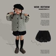 女童纯色绒绒花苞裤2025冬季新款女宝宝个性时髦裤子儿童百搭裤潮