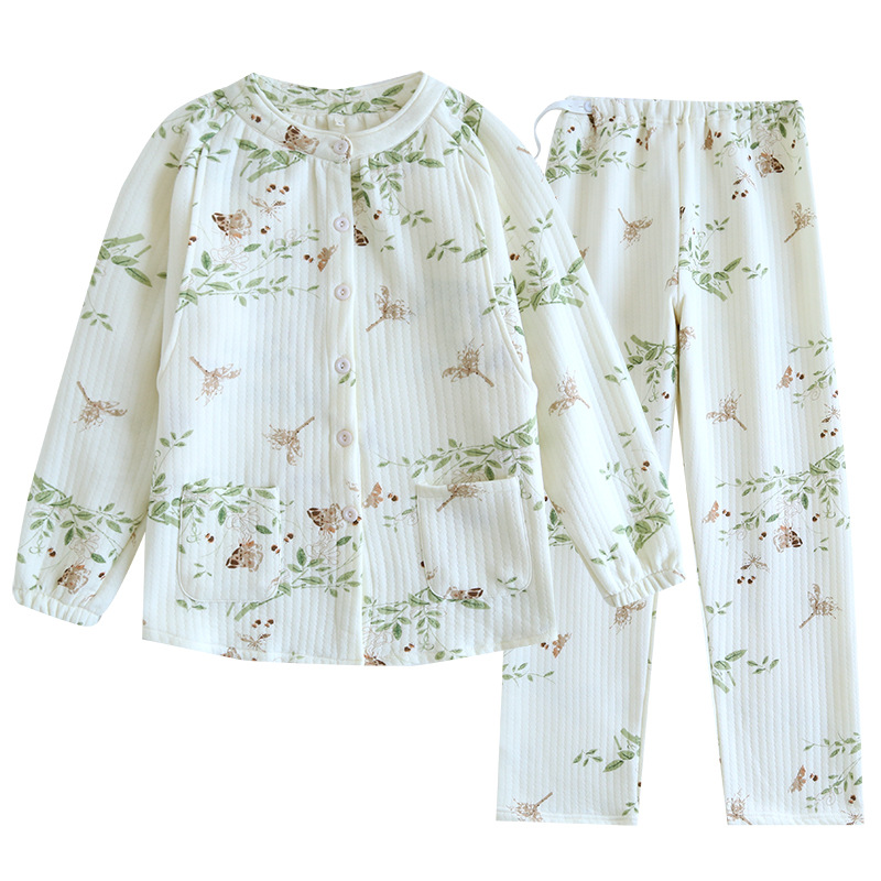 厚い月子服純綿哺乳秋冬パジャマ産後妊婦冬のサンドイッチ空気綿授乳産婦国風