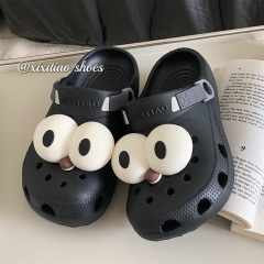 Summer Outdoor Cartoon & Funny Big-Eye Character Headwear Clog Shoes — Trending New Soft-Soled "Step-on-the-Floor" Style Slippers for Women