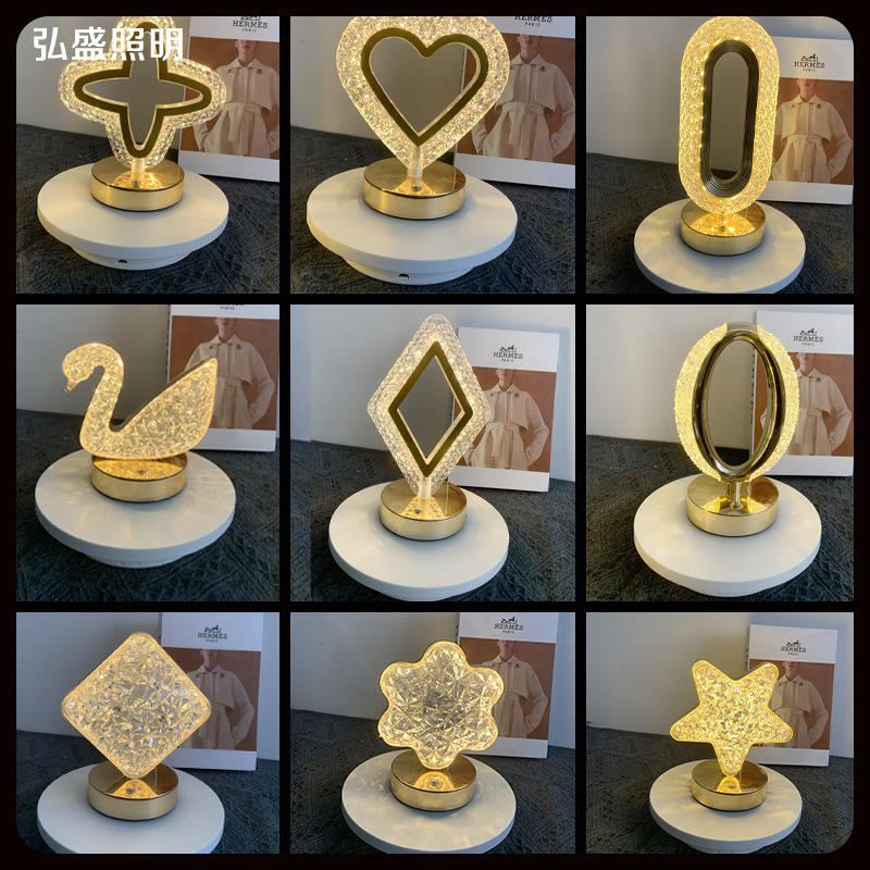 Cross-border Crystal Table Lamp Bedroom Bedside Lamp Light Luxury High-end Sense Internet Celebrity Decorative Atmosphere Lamp Simple Charging Nightlight Cross-border Crystal Table Lamp Bedroom Bedside Lamp Light Luxury High-end Sense Internet Celebrity Decorative Atmosphere Lamp Simple Charging Nightlight