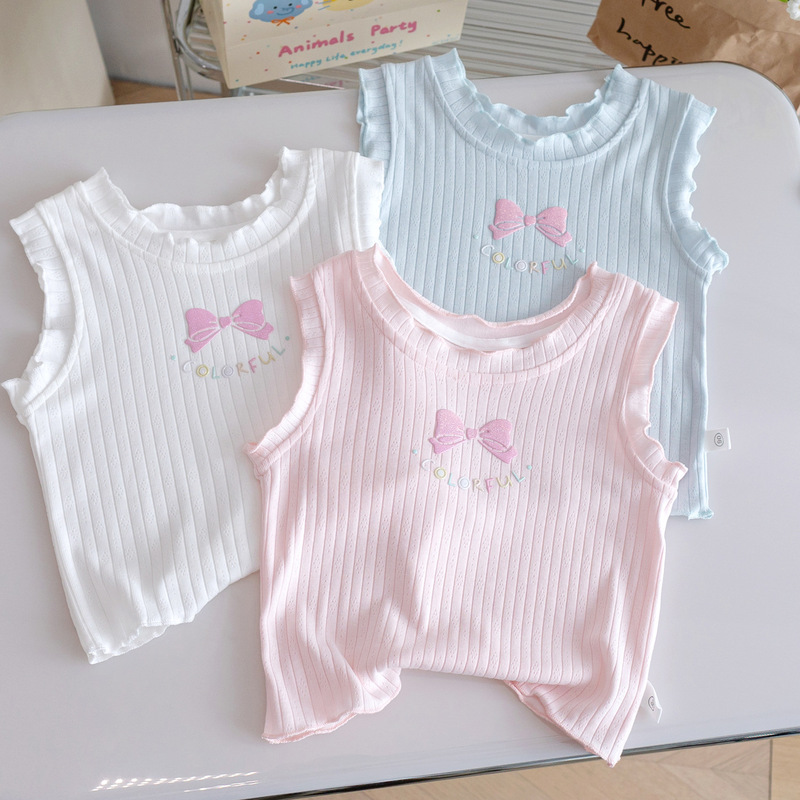 Baby Girl Sweet Vest 25 New Summer Style Soft and Thin Sleeveless T-Shirt Girls Candy Color Fashionable Tops Trendy 3