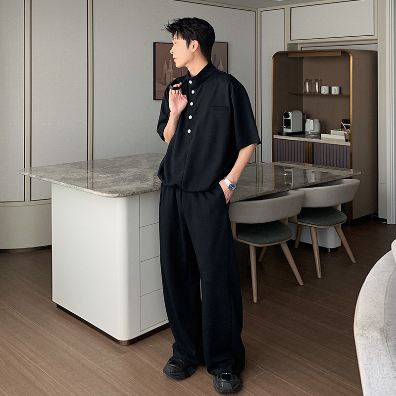 Hualun summer wear suit short sleeve polo shirt men's ruffian handsome high-end style with leisure sports style Hualun summer wear suit short sleeve polo shirt men's ruffian handsome high-end style with leisure sports style