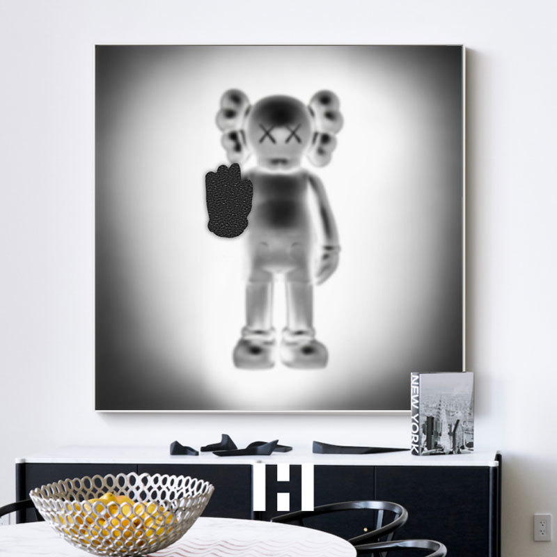 Living Room Sofa Background Wall Decorative Painting Cartoon Trendy Violent Bear Mickey Art Trendy Brand Wall Art