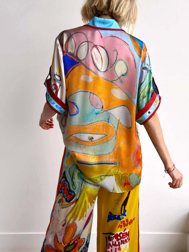 Graffiti Pattern 2025 Spring and Summer Season Daily Women's Casual Graffiti Polyester Pant Co-ord Set Pants Sets