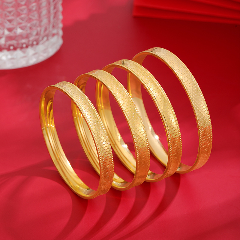 Pulsera de oro de arena brillante dragón de oro escala Polka Dot patrón hombres y mujeres multi-especificación estilo antiguo patrimonio artesanía pulsera de estilo nacional fábrica al por mayor