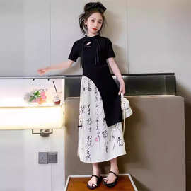 （原版布料、辅料、做工）女童套装夏新款中国风古风旗袍儿童夏季