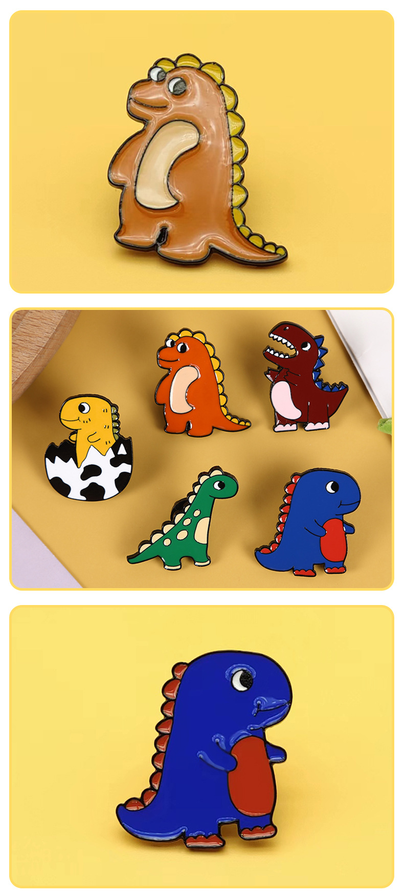 Dinosaur Pattern Kid'S Gender Stoving Varnish Design Original Design Style Original Design Pin Dinosaur Alloy Stoving Varnish Kid'S Brooches