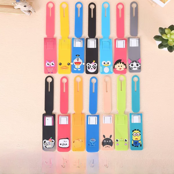 Integrated soft rubber luggage tag cute girl Anti-lost pendant aircraft logo long luggage tag boarding pass