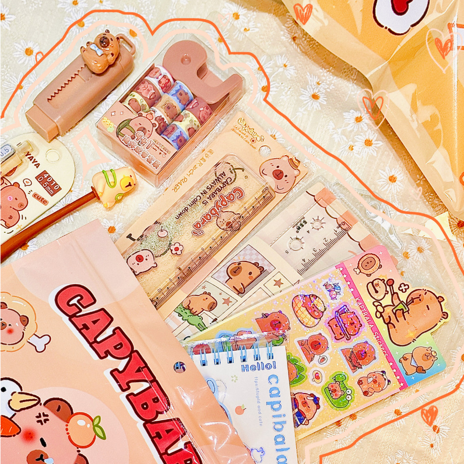 Papelería Capibara encantadora bolsa de regalo pequeña bolsa de regalo para estudiantes en la temporada escolar