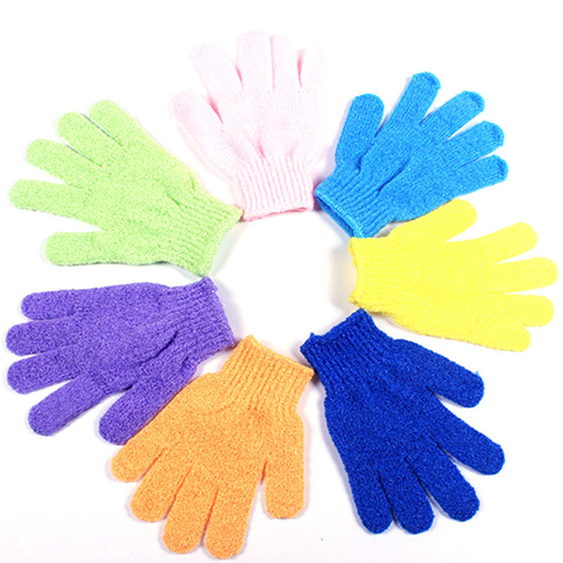 Guantes de baño de cinco dedos creativos toallas de nylon guantes exfoliantes al por mayor toallas de toallas de doble cara toallas de espalda