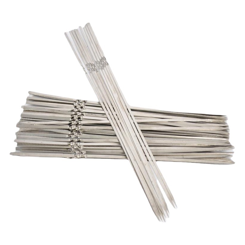 Stainless Steel Barbecue Sign Flat Sign Barbecue Needle Mutton String Sign Household Barbecue Sign Wear String Sign Iron Sign Barbecue Tool