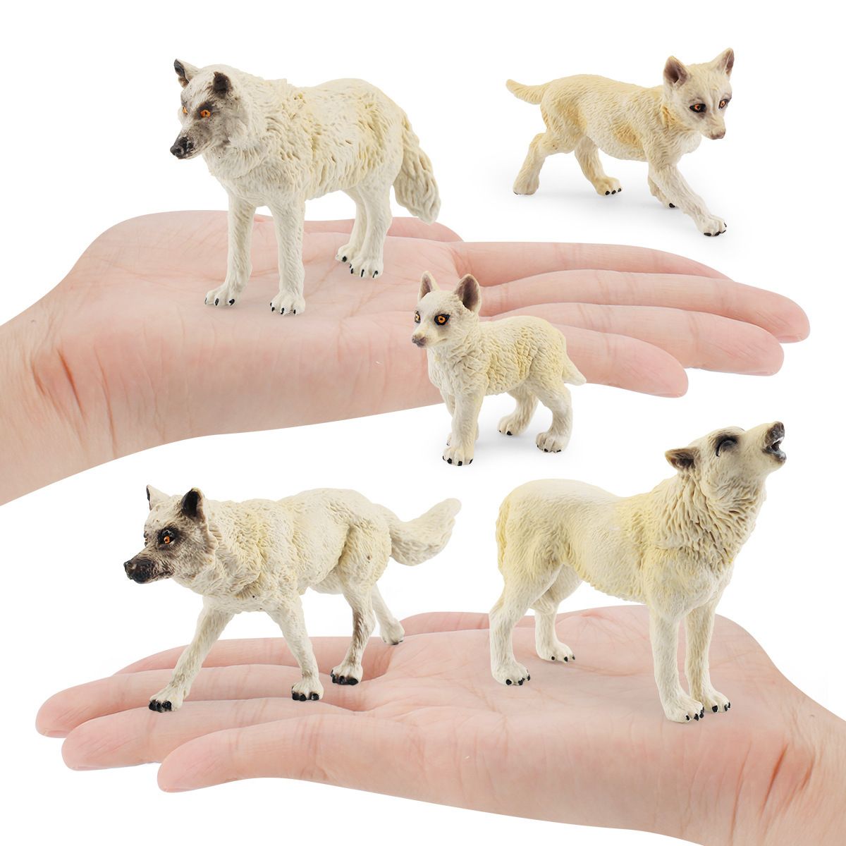 Simulación de modelo animal de lobo blanco norteamericano rugido estático lobo camina cachorro de lobo decoración de mesa juguetes