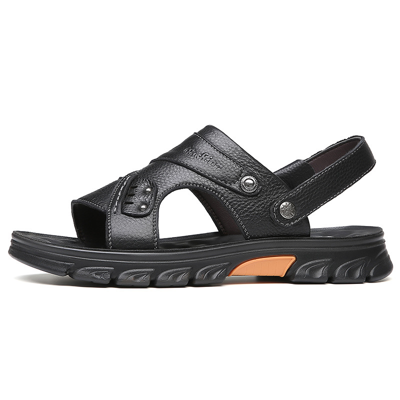2024 여름 탑 레이어 소 가죽 남성용 샌들 비 냄새 나는 발 가죽 샌들 남성 캐주얼 베트남 비치 샌들