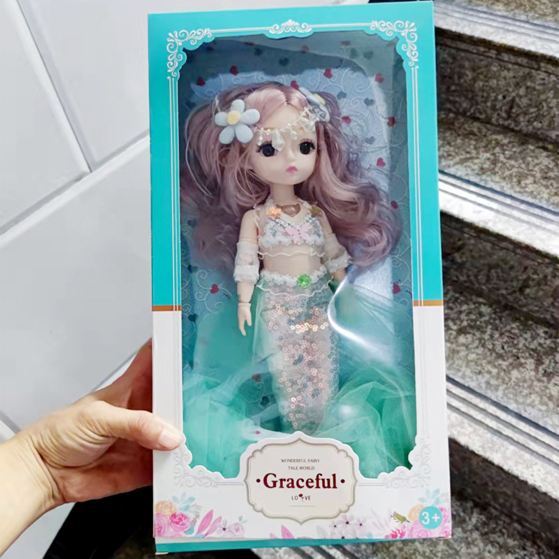玩具包装纸盒彩印芭比娃娃包装盒玩具礼品盒贴窗玩具美人鱼盒