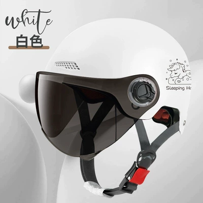 3C certified new national standard: Motosiklet kaskı (dəbilqə) - 3c-mirrorless-model-l019-1-pony-white-rainproof-windproof-and-sunshade-glasses-brown