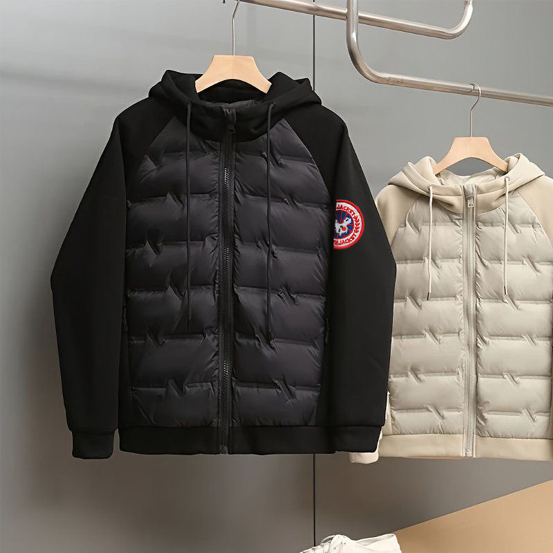 25新款跨境高品质大鹅印花图案欧货连帽保暖加厚棉服外套|undefined