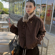 MMFISH时髦街头复古设计感美拉德夹克加厚夹棉翻领短外套25Y588