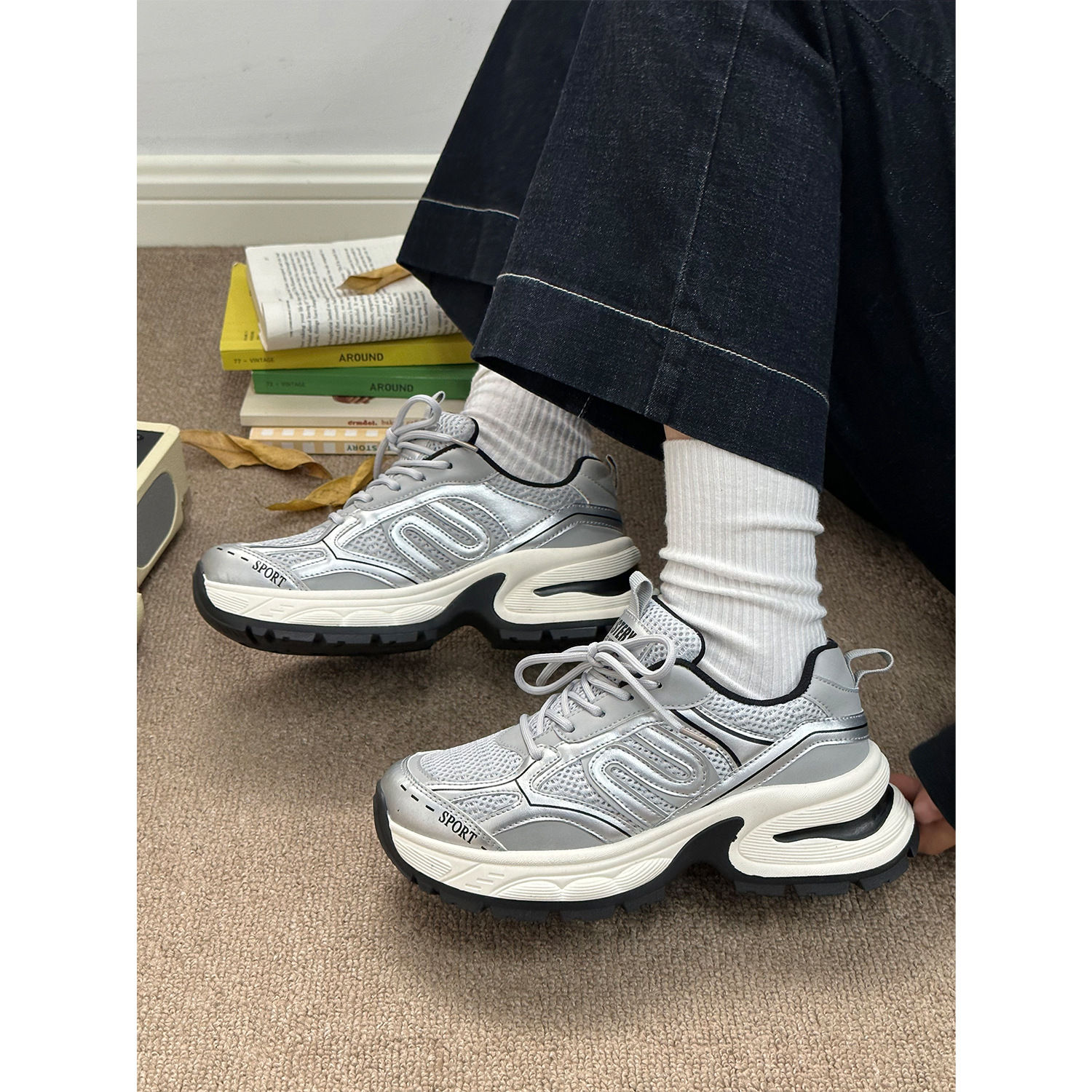 Yuanyi Shoes 2024 Spring New Thick Soled Dad Shoes Women's Versatile Sports Shoes MIS-1547_voghion.com
