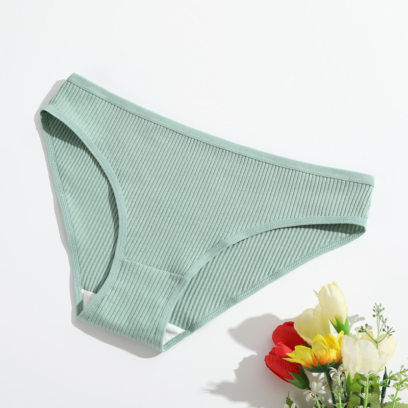 Nuevo algodón de hilo de mujer de color sólido de cintura baja encaje transpirable de doble capa de ropa interior de niñas procesamiento personalizado image 4