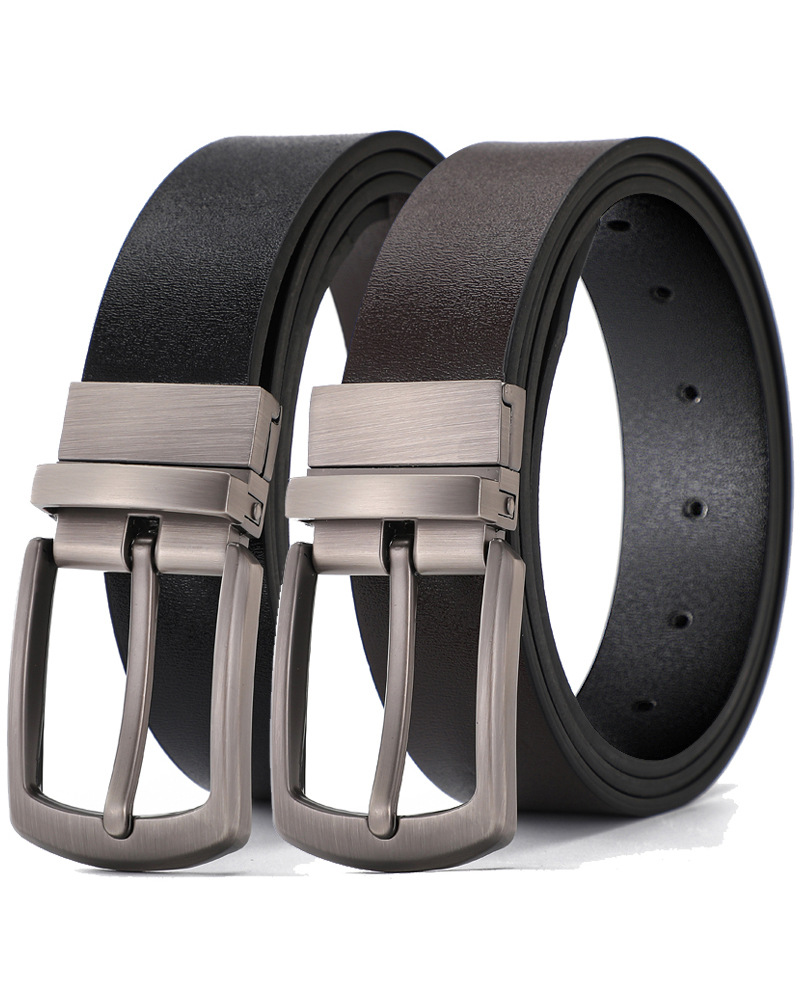 New Cross-border Best-selling Rotatable Pin Buckle Men's Genuine Leather Belt Premium Daily Belt Manufacturer Ready Stock