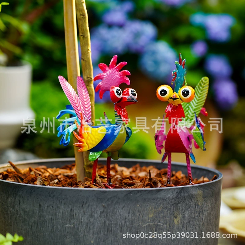 Трансграничный новый внутренний двор цветной петух украшения украшения украшения садовые украшения кованые ремесла наружные креативные украшения