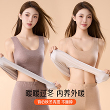 羊绒保暖背心女士无痕德绒加绒加厚修身打底内穿蚕丝内衣秋冬季