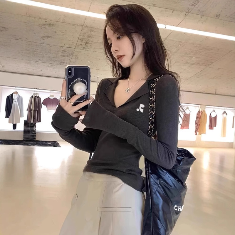 RestandrecreationRR South Korea long-sleeved polo sweater V-neck bottoming top slim fit