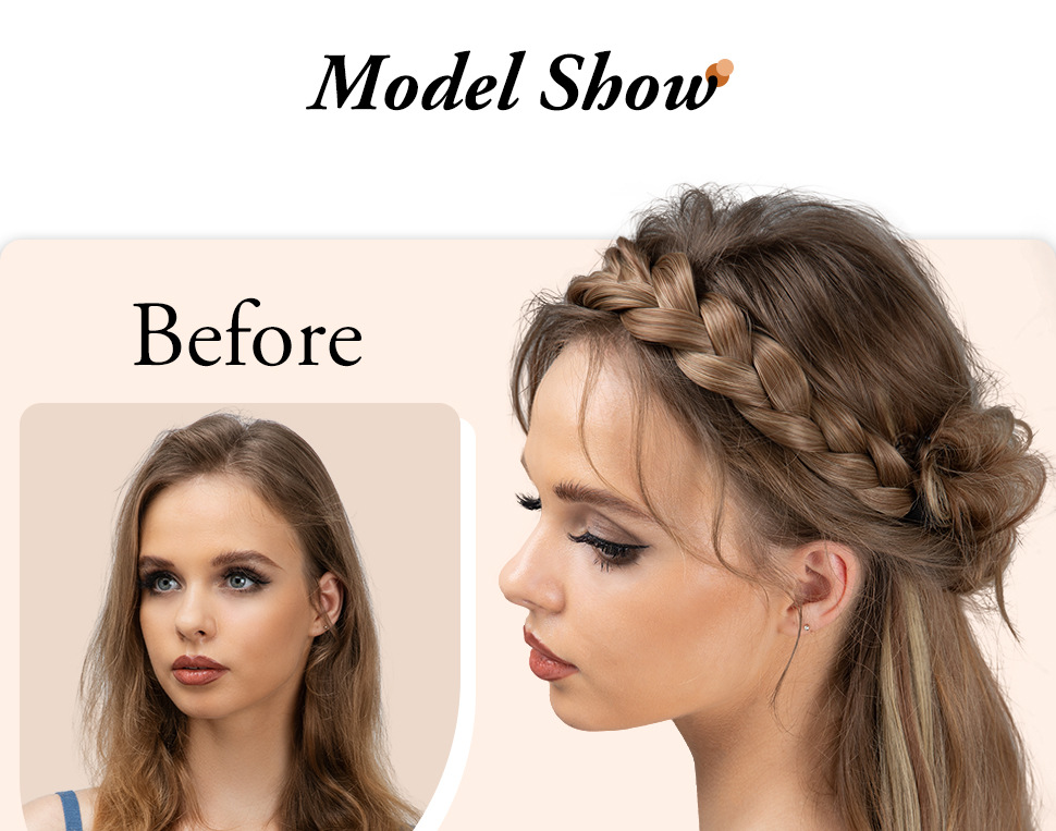 Peruka z włosów syntetycznych Ręcznie tkana trzypasmowa peruka typu fishbone Nakrycie głowy Smażone ciasto Skręty Warkocz Naturalna opaska do włosów_voghion.com