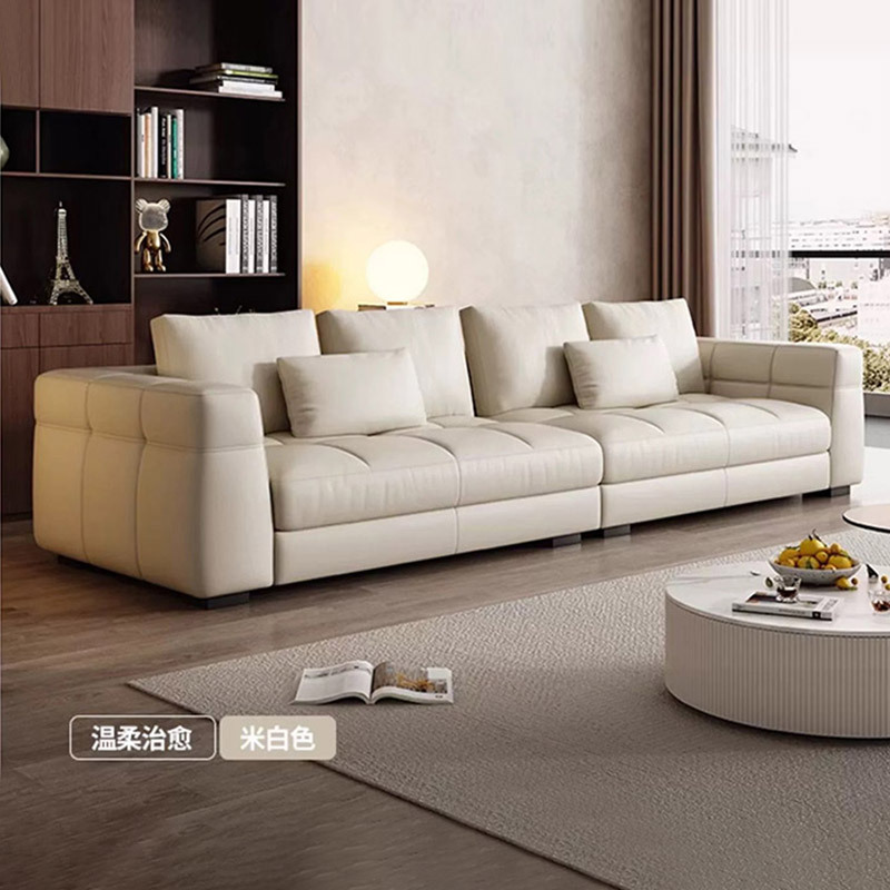 Fábrica nuevo sofá de cuero breze minimalista italiano de alta gama de oficina en casa sala de estar de diseño sofá de fila recta