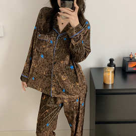 新款2025 秋冬新款睡衣女金钻绒甜美时尚休闲家居服套装