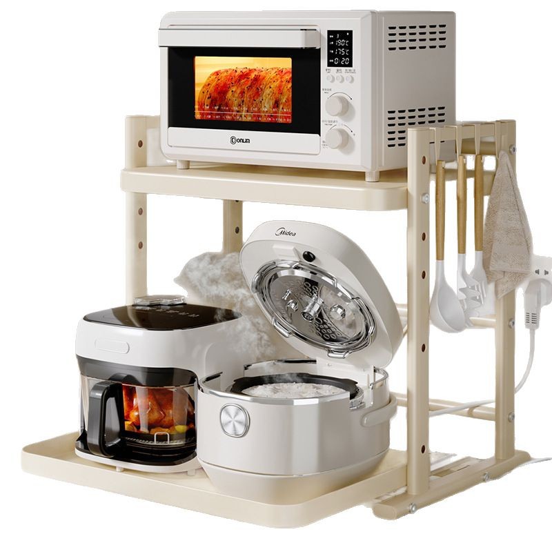 Estante para olla arrocera extraíble, estante para horno microondas de cocina, encimera, olla eléctrica multifuncional, ajuste de almacenamiento del horno