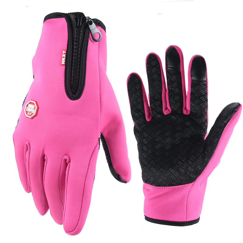 Guantes de pantalla táctil invierno cálido hombres y mujeres que montan deportes al aire libre antideslizante nieve escalada cremallera motocicleta guantes de lana