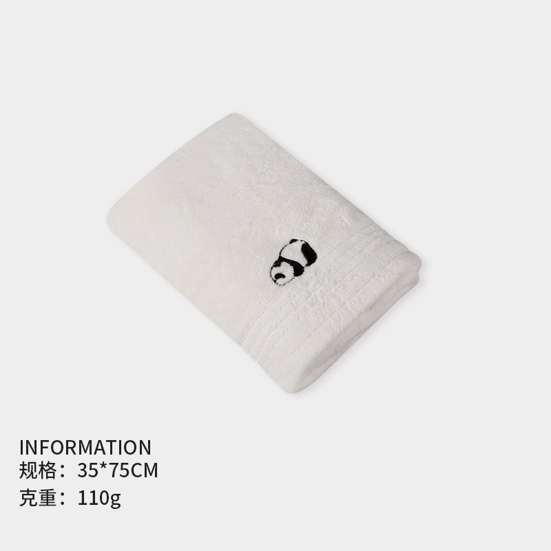 Toallas de coral panda bordado nuevo lindo toalla de cabello seco engrosado absorción de dibujos animados regalos para el hogar toallas mayoristas
