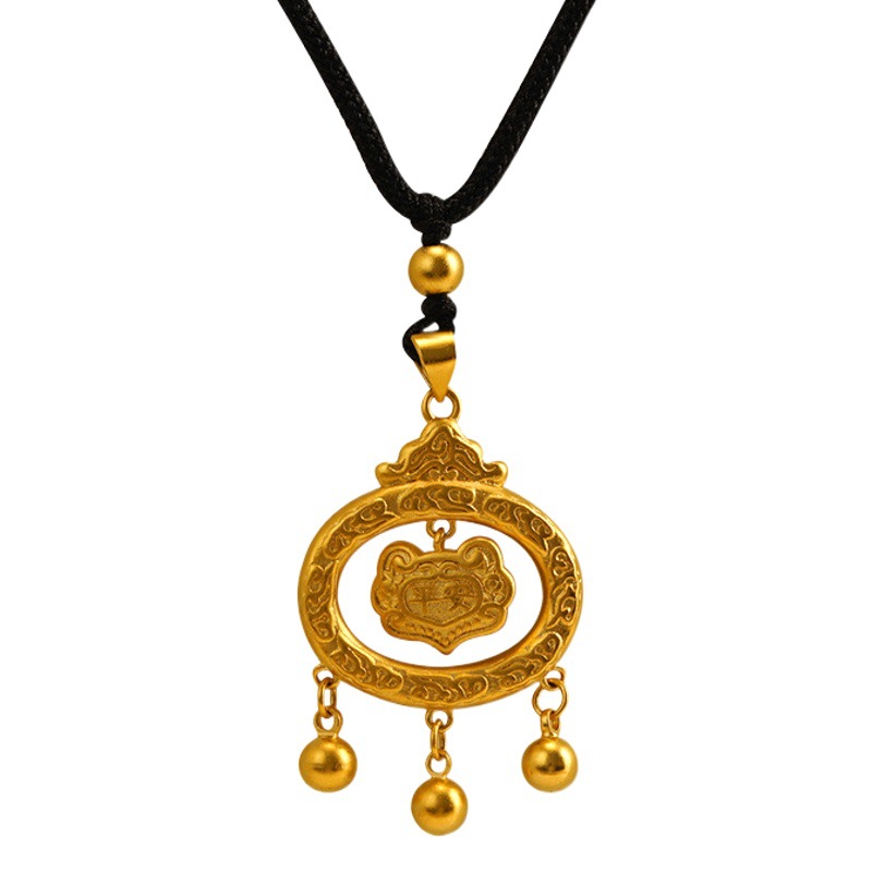 Vietnam arena oro ley antigua seguridad bloqueo xiangyun campana colgante xiangyun ruyi bloqueo ajustable collar joyería al por mayor