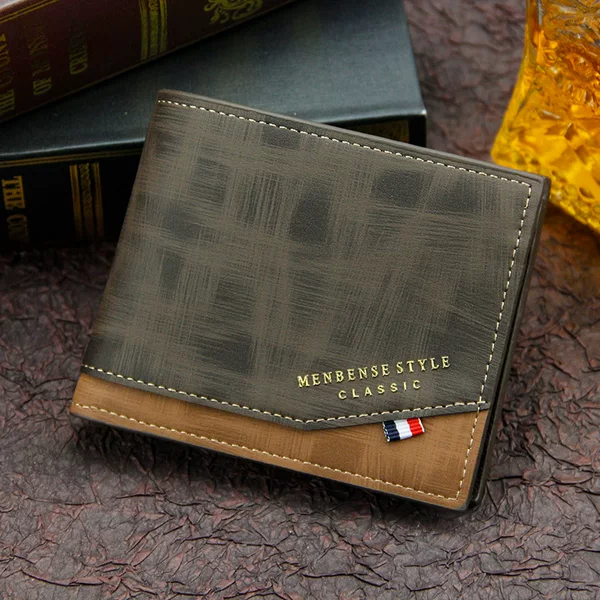 Menbense's New Hot Stamping Printed Hinge Men's Wallet Short Frosted Multi-Card Slot Large Capacity Men's Wallet