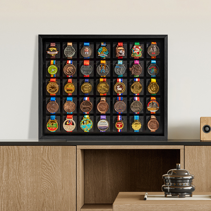 Picture Frame Photo Frame Marathon Medal Display Stand Solid Wood Storage Sports Gold Medal Hanging Wall Hollow KEEP