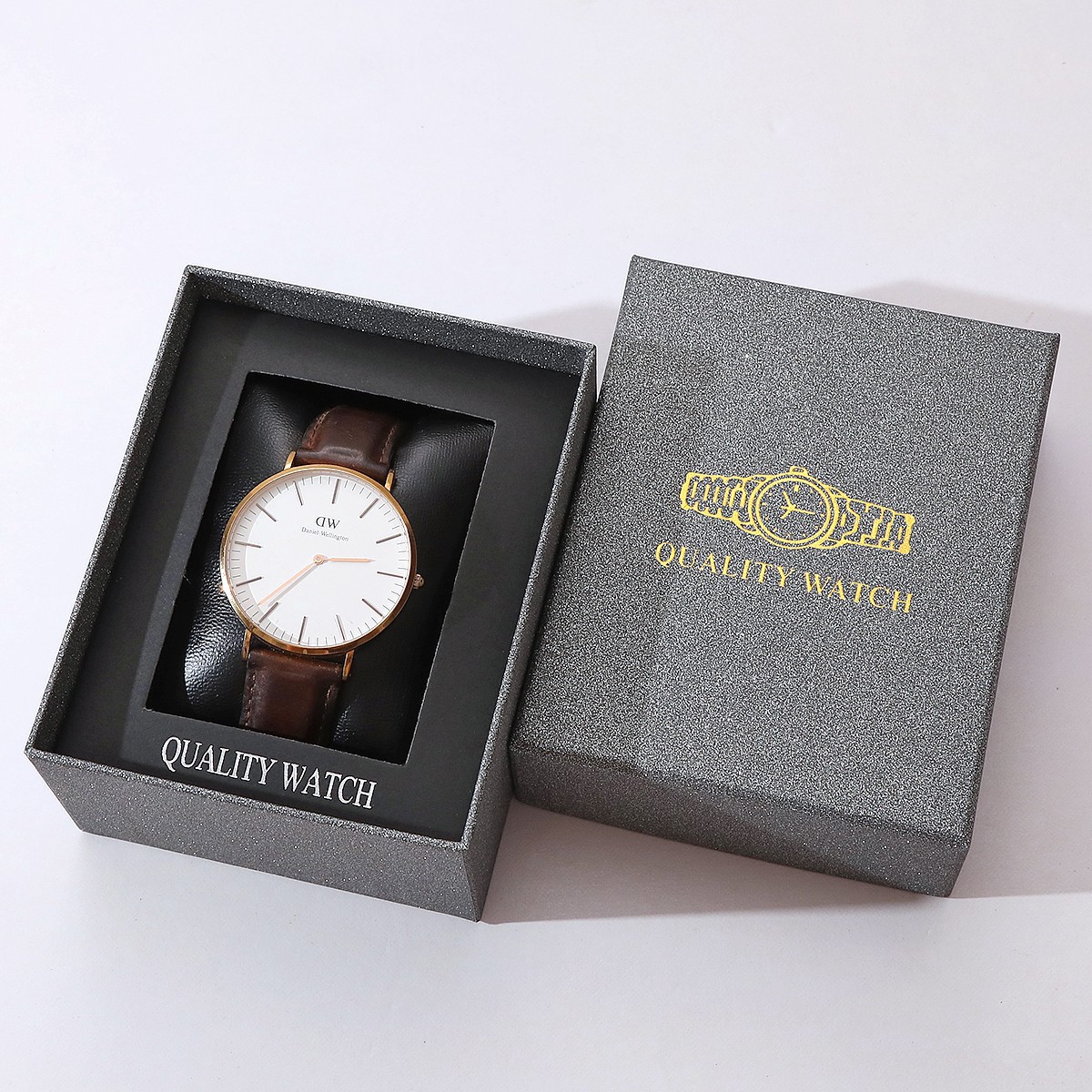 Black Lid and Base Bracelet Quartz Watch Box Women's Fashion Watch Box Wholesale Gift Box Watch Case Gift Box Clock